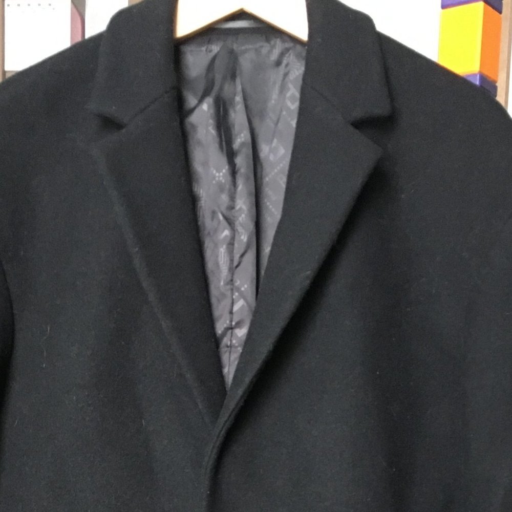 GXG Men's Black Wool Overcoat